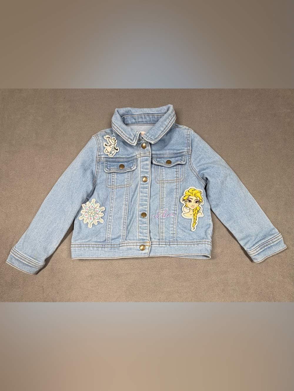 Frozen Disney Tutu Couture Kids Light Blue Denim Jacket  Character Patches